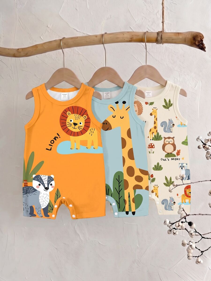 3 piezas de monos para bebé niño - Multicolor - Ver 1