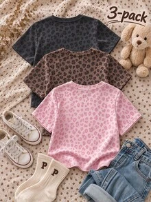 3PCS Young Girls T-Shirts Young Girl - Multicolor - View 2