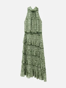 Nöista Halter Long Dress With Ruffles On Skirt. - Green - View 9