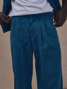 Musero Soft Touch Trousers Front Pleat Button Zip Fastening Co Ord Trousers Only Autum Winter Essentials - Blue - View 5