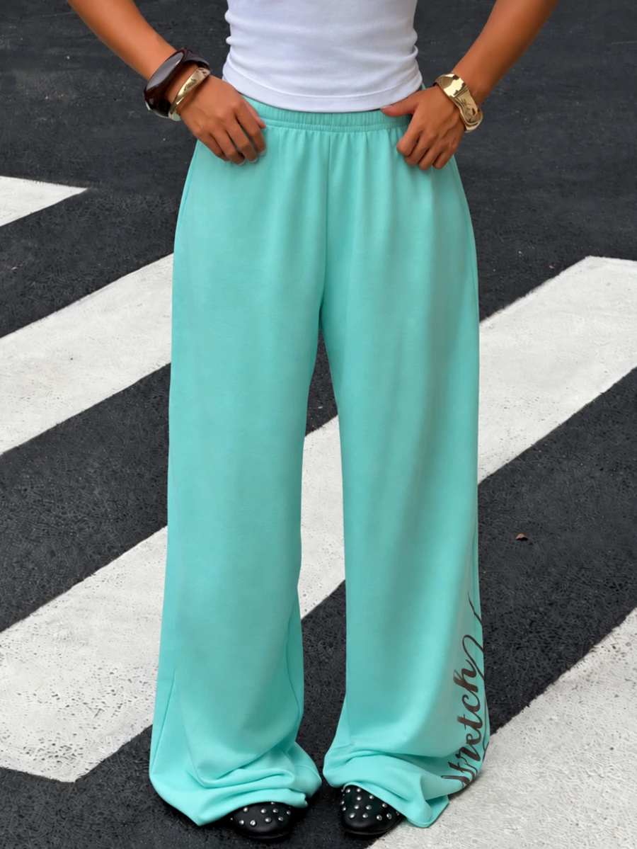 Teen Girl Letter Print Casual Daily Wear Sports Long Pants - Multicolor - View 1