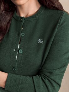 BizChic Women's Embroidered Button Sweater And Drawstring Waist Knit Pants 2 Pieces Set - Dark Green - View 6