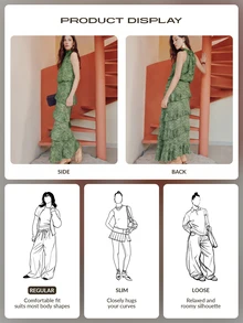 Nöista Halter Long Dress With Ruffles On Skirt. - Green - View 8