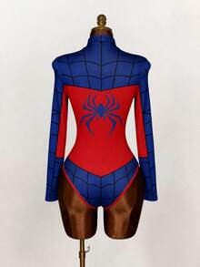 Amplova Women's Spider Print Casual Daily Long Sleeve Bodysuit - Multicolor - View 2