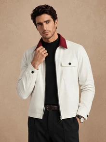Core Aspect Men's Colorblock Lapel Long Sleeve Zip-Up Casual Jacket - Multicolor - View 5