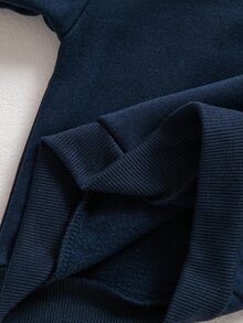 SHEIN 兒童嬰兒女童男童卡通小馬圖案拼色 Polo 領套頭運動衫套裝，適合秋冬返校休閒時尚百搭 - 彩色 - 查看 7