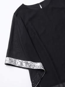 Hansera Contrast Color Casual Daily Wear Top For Middle-Aged And Elderly Women - Black - View 6