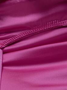 MUSERA Pink Satin Garter Detail Mini Skirt Autumn Fall Winter Cute Everyday Office Corporate Romance - Hot Pink - View 6
