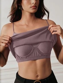 Anewsta Essential Women's Camisole Tank Top With Padded Cups, Summer Base Layer Top - Dusty Purple - View 1
