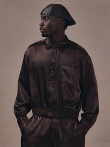 Musero Elasticated Hem Shirt Patch Pocket Detail Button Closure Co Ord Shirt Only Autum Winter Essentials - Brown - View 2