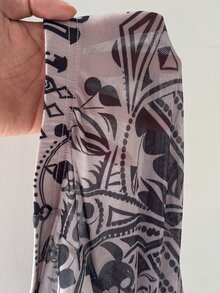 SHEIN CURVE+ Women's Plus Size All-Over Print Hollow Out Casual Daily Wear Leggings With Socks - Multicolor - View 8