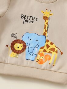 SHEIN Babygirl Cute Autumn/Winter Versatile Solid Color Cartoon Pattern Long Sleeve Sweatshirt 3pcs -Piece Set - Multicolor - View 4