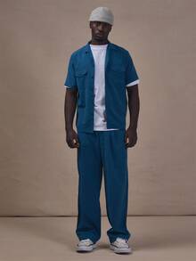 Musero Soft Touch Trousers Front Pleat Button Zip Fastening Co Ord Trousers Only Autum Winter Essentials - Blue - View 2