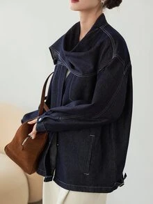 Dazy-Less Women Denim Jackets & Coats - Dark Wash - View 6