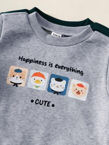 SHEIN Babygirl Cute Autumn/Winter Versatile Solid Color Cartoon Pattern Long Sleeve Sweatshirt 3pcs -Piece Set - Multicolor - View 3