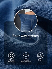 Flexra Plus Size Women's High Waist Casual Daily Wear Denim Jeans - Blue - View 3