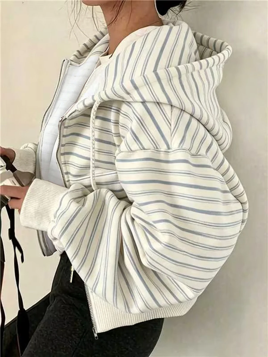 SHEIN x Carly Lawrence INAWLY 女款純色灰色抓絨連帽抽繩衛衣,長袖休閒上衣,秋季返校季畢業季教師衛衣 - 杏色 - 查看 1
