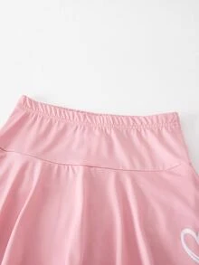 SHEIN 少女心形圖案休閒日常穿著緊身內搭褲 - 粉色 - 查看 6
