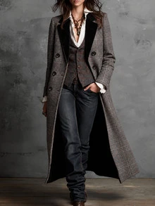Solivie Women's Autumn/Winter Long Wool Coat - Multicolor - View 4