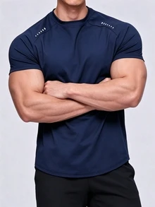 Gym Rark 男士圓領短袖極簡運動T恤，健身房適用 - 藏蓝色 - 查看 4