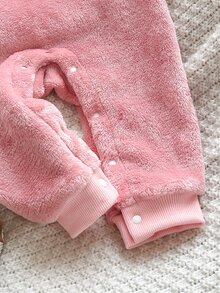 SHEIN Baby Girl Cute Plush Kitten Embroidery Pattern Long Sleeve Jumpsuit, Suitable For Autumn/Winter - Multicolor - View 3