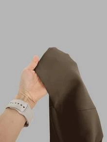 SHEIN PETITE CURVE بنطال واسع الساق بلون موحد كاجوال متعدد الاستخدامات مقاس كبير/شتاء خريف - بني مخاوي - مشاهدة 3