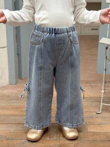 Dazy Kids Baby Girl Elastic Waist Casual Daily Denim Jeans - Black - View 12