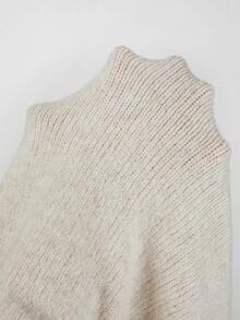 SHEIN Women's Quarter Zip Pullover Sweater, Collared Color Block Knit Jumper Long Sleeve Loose Fit Casual - Apricot - View 6