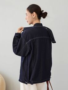 Dazy-Less Women Denim Jackets & Coats - Dark Wash - View 2