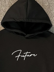 Manfinity Homme Set Hoodie dan Celana Jogging Pria Ukuran Besar dengan Grafis Huruf - Hitam - View 2