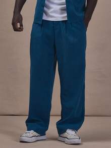 Musero Soft Touch Trousers Front Pleat Button Zip Fastening Co Ord Trousers Only Autum Winter Essentials - Blue - View 3