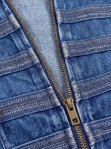 StreetHx Women's Double-Breasted Long Sleeve Jacket And Pants Casual Daily Denim Set - Blue - View 7