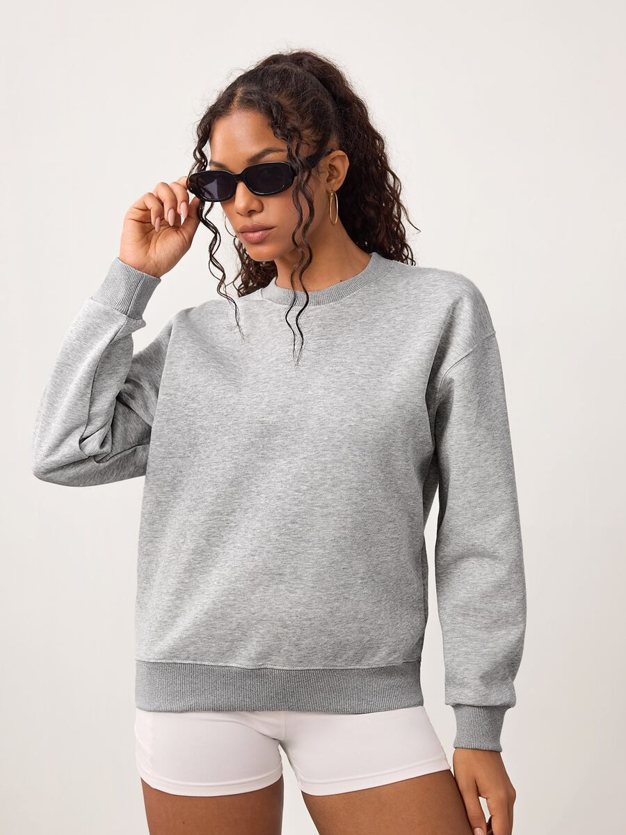 Eassivo Grey Seamed Crew Neck Sports Sweatshirt - Grey - View 1