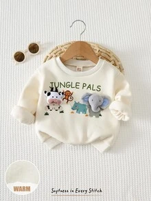 Cozy Pixies كنزة صوفية كاجوال مريحة للأطفال الصغار للاستخدام اليومي متعددة الاستخدامات بياقة دائرية للخريف - أبيض - مشاهدة 7