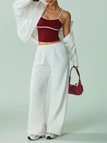 Sovereign Charm Women's Colorblock Slim Fit Versatile Everyday Camisole - Burgundy - View 6
