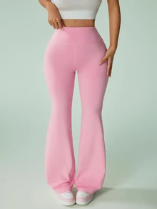 Sovereign Charm Sovereign Charm Women's Pink Straight Leg High Waist Tummy Control Leggings With Pockets, Tight Fit, Suitable For Autumn/Winter, Yoga, Running, Gym, Commuting - Pink - View 6