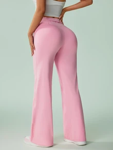 Sovereign Charm Sovereign Charm Women's Pink Straight Leg High Waist Tummy Control Leggings With Pockets, Tight Fit, Suitable For Autumn/Winter, Yoga, Running, Gym, Commuting - Pink - View 2
