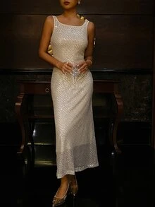 DAZY Women's Sweet Sequin Fashion Dress For Evening Party - Gold - View 6