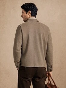Core Aspect Jaket Wol Kasual Serbaguna Warna Polos untuk Pria - Khaki - View 2