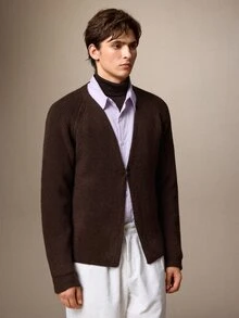 Calmiston New Autumn/Winter Style Wool Cardigan With Wide Shoulder Sleeves. Suitable For Outings, Formal Dinners, Parties, And Versatile Fashion Wear. - Brown - View 6