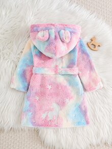 SHEIN 女嬰彩色螢光雙面人造毛皮可愛3D設計連帽居家服 - 彩色 - 查看 2
