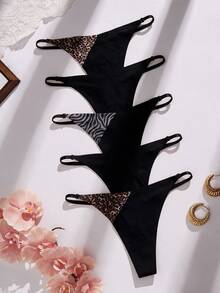 SHEIN 5pcs Seamless Adhesive Low Waist Women's Thong - Multicolor - View 1
