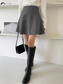 DAZY High Waist Flare Skirt Fall Skirts - Grey - View 4