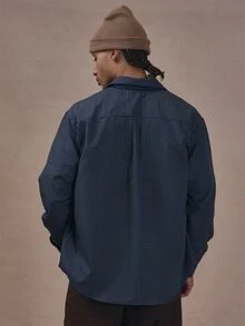 Musero MUSCLE FIT LONG SLEEVE CONTRAST PANEL AND NECK TOP - Blue - View 4