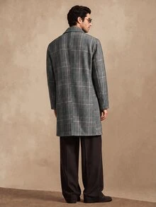 Core Aspect Men's Elegant 70s Casual Button Long Sleeve Lapel Trench Coat Office Formal Grey Blue Fall - Multicolor - View 2