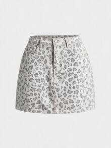SHEIN MOD 女款迷你紅色棉質休閒牛仔裙 - 彩色 - 查看 1