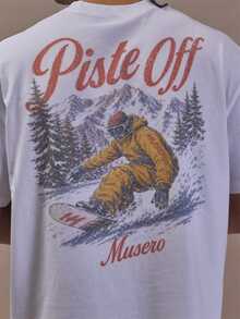 Musero Oversized Drop Shoulder Graphic Tshirt With Large Back Graphic Print Autum Winter Essentials - White - View 5