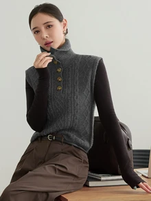 Dazy-Less Women Sweater Vests Office Grey Classic - Grey - View 5