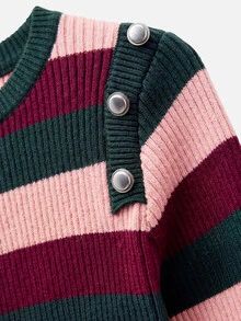 Nöista Women's Street Striped Colorblock Long Sleeve Sweater Holiday - Burgundy - View 9