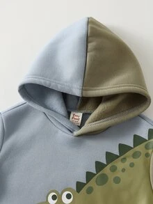 Cozy Pixies 男嬰可愛舒適百搭卡通鱷魚圖案運動衫 - 彩色 - 查看 4